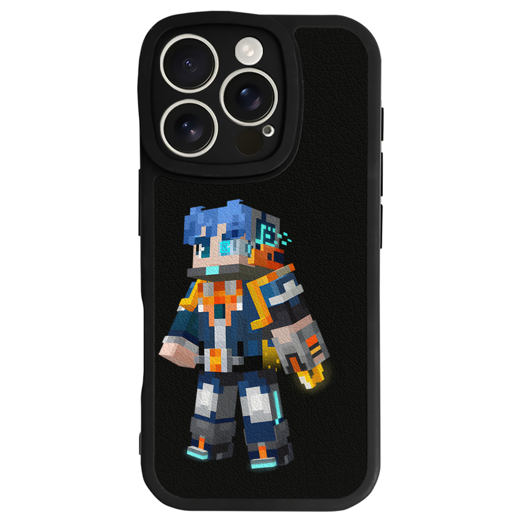 （画像用） マインクラフト ブロックの世界 Minecraft MC Block world 【iPhone 16シリーズ対応】シリコンスマホケース（レザー調） 材質：シリコン